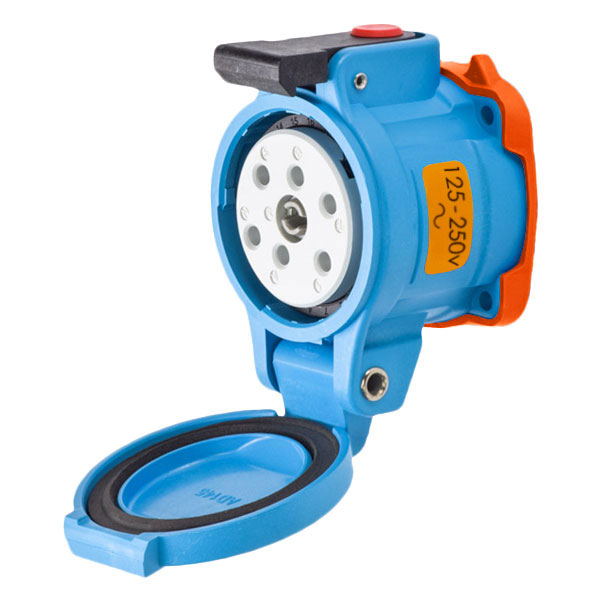 33-14077-972 - DS20 RECEPTACLE POLY BLUE SIZE 2 TYPE 3R 3P+N+G 20A 125/250 VAC 60 Hz +2 AUX